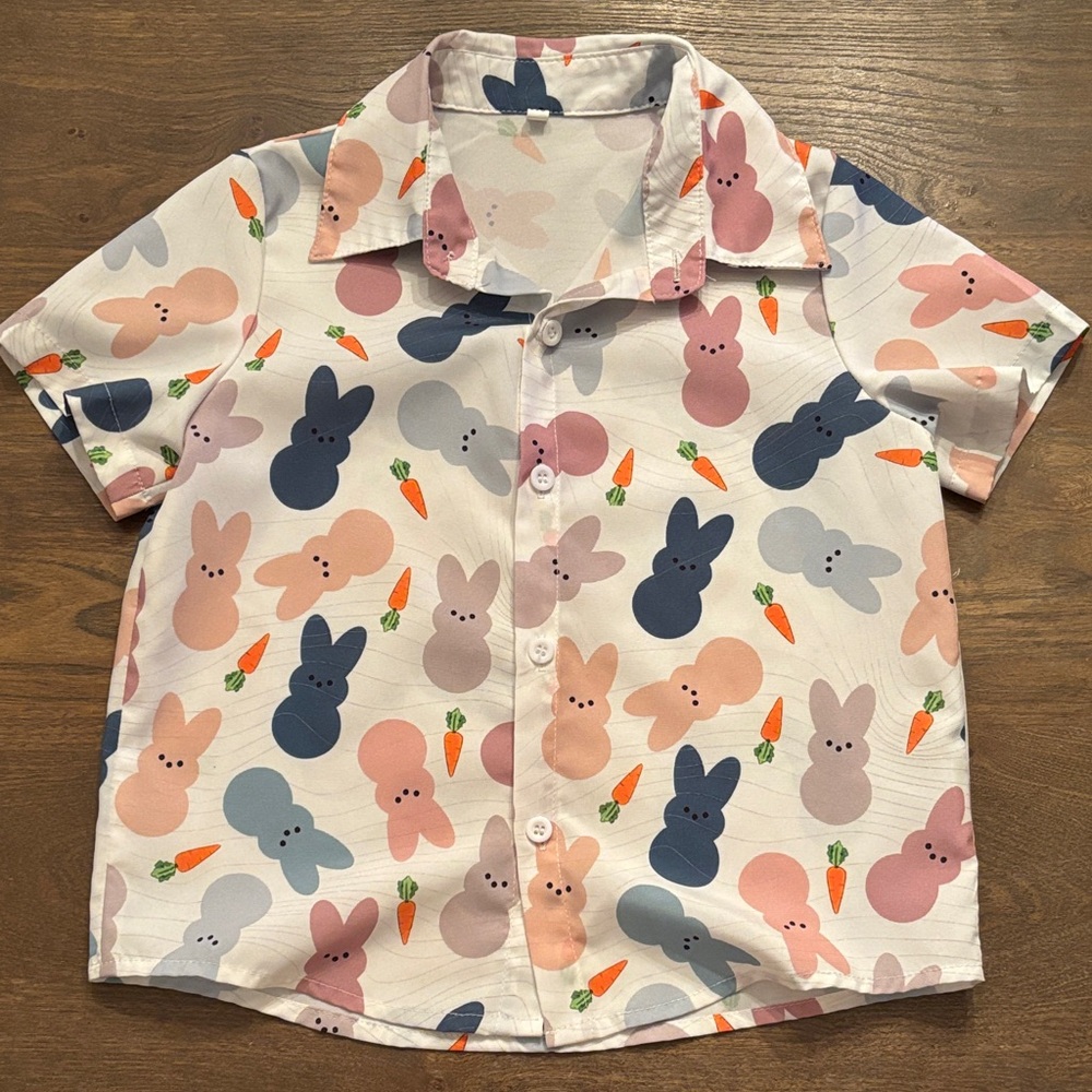 SHEIN Kids Bunny and Carrot Print Shirt - Multicolor
